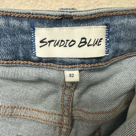 Studio Blue Straight Leg Distressed Jeans - Picture 2 of 14